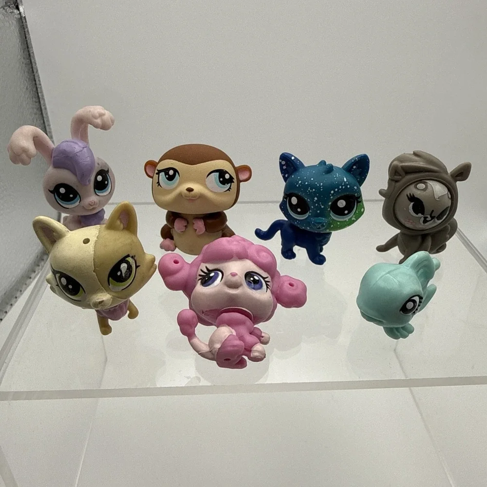 Littlest Pet Shop Mini LPS Figures Lot Of 7 Galaxy Pet Rolleroo Hamster Bunnyton